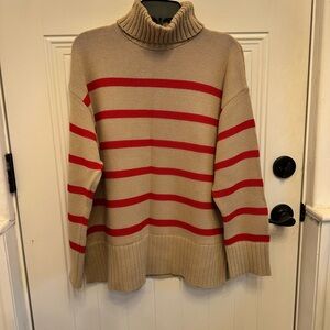 Old Navy Tan and Red Striped Sweater